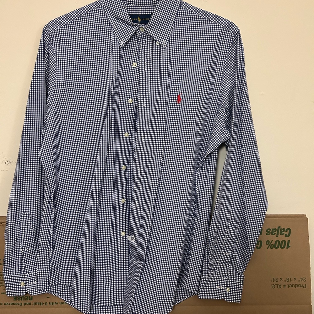 Ralph Lauren Mens Gingham Check Button Down Long Sleeve Shirt